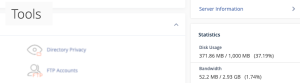 Picture of cPanel Space Usage