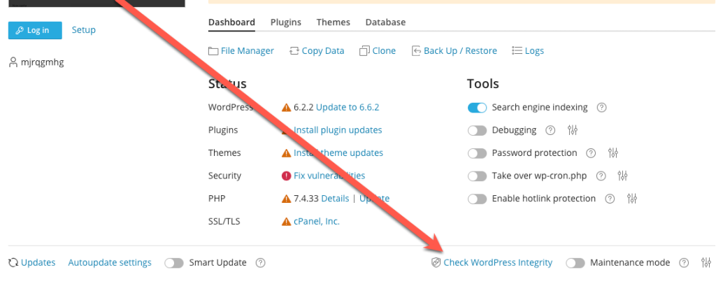 Check WordPress Integrity using WordPress Toolkit